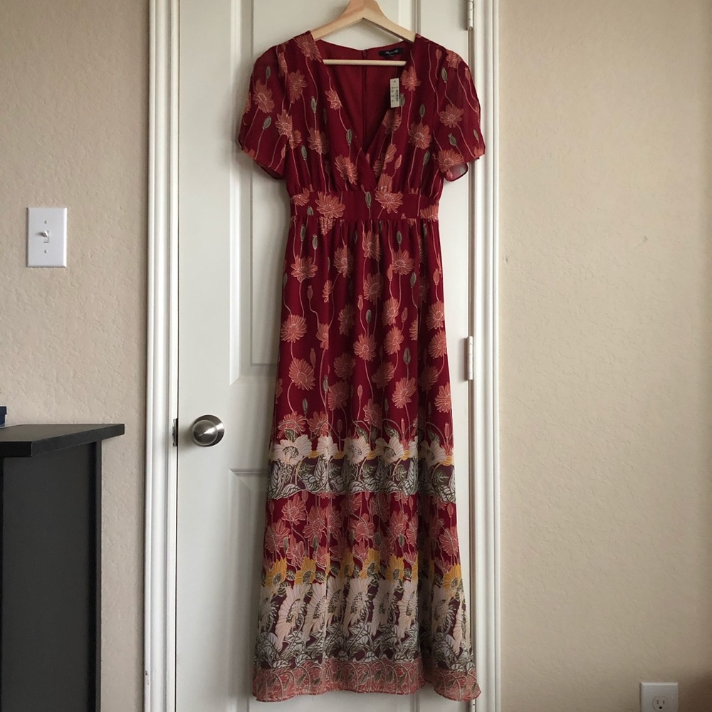 NWT Madewell Red Floral Maxi Dress 00